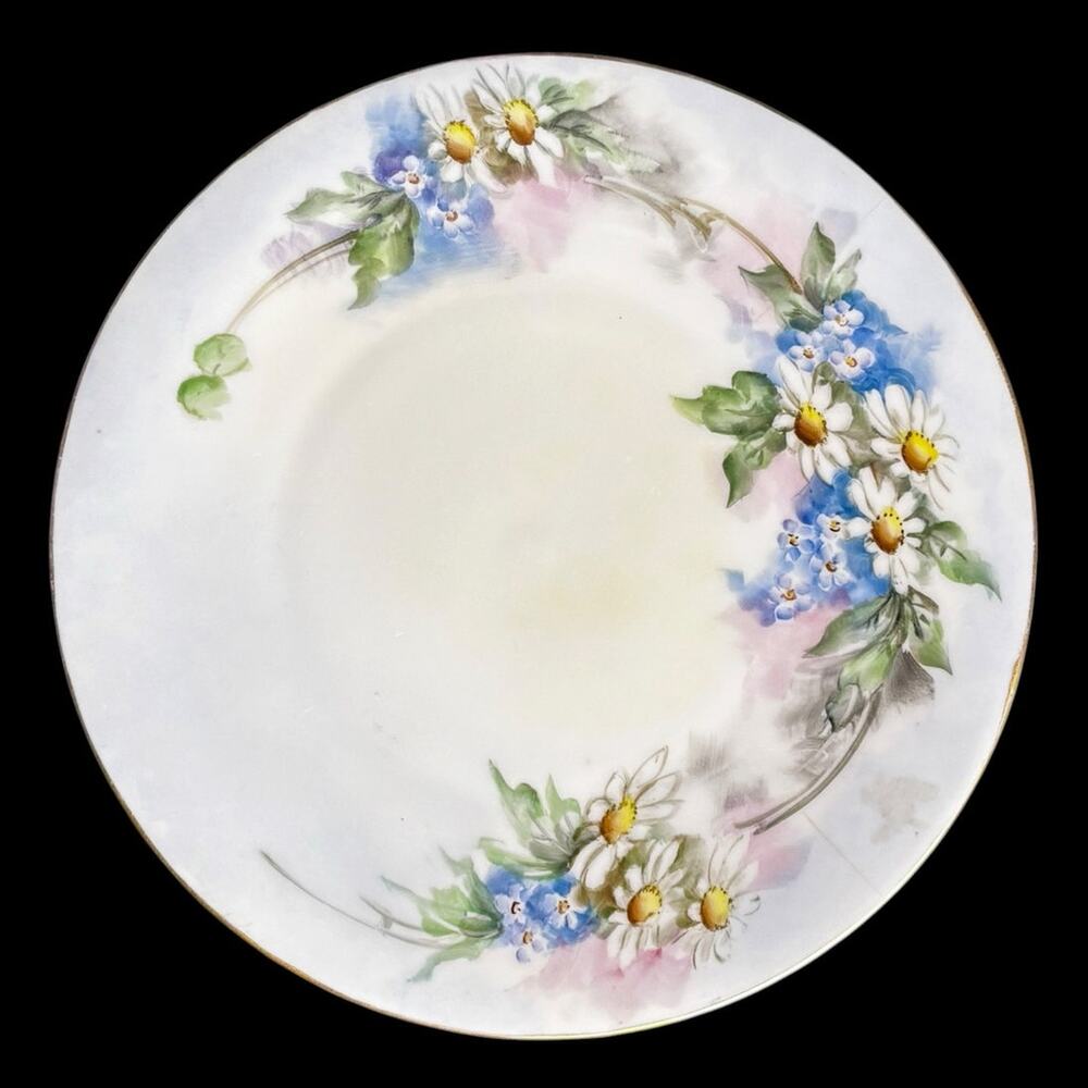 Antique Favorite Bavaria Blue Floral & Daisy Handpainted Porcelain Plate 2835